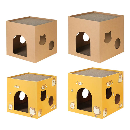 Cat Cardboard House with Scratch Pads