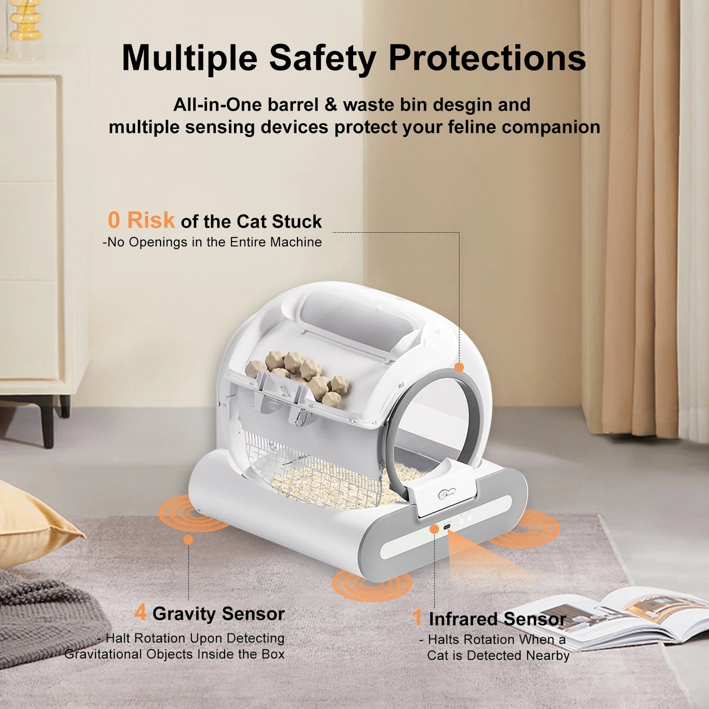 Self-Cleaning Cat Litter Box for Large Cats – App-Controlled Smart Toilet with Mat