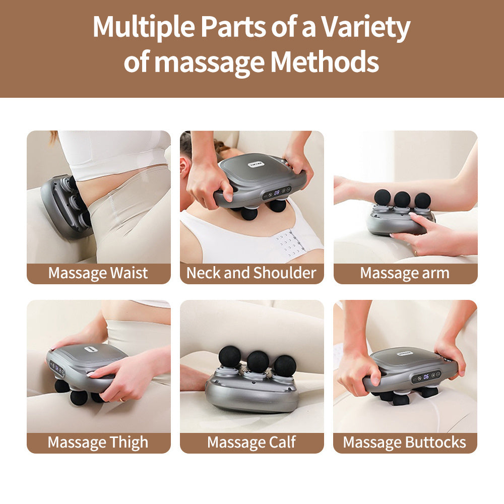 Handheld Deep Tissue Massagers Percussion Massage Gun 6-Head Back Massager For Muscle Relaxation In Back Leg Neck Shoulder And Body Gifts For Families And Friends
