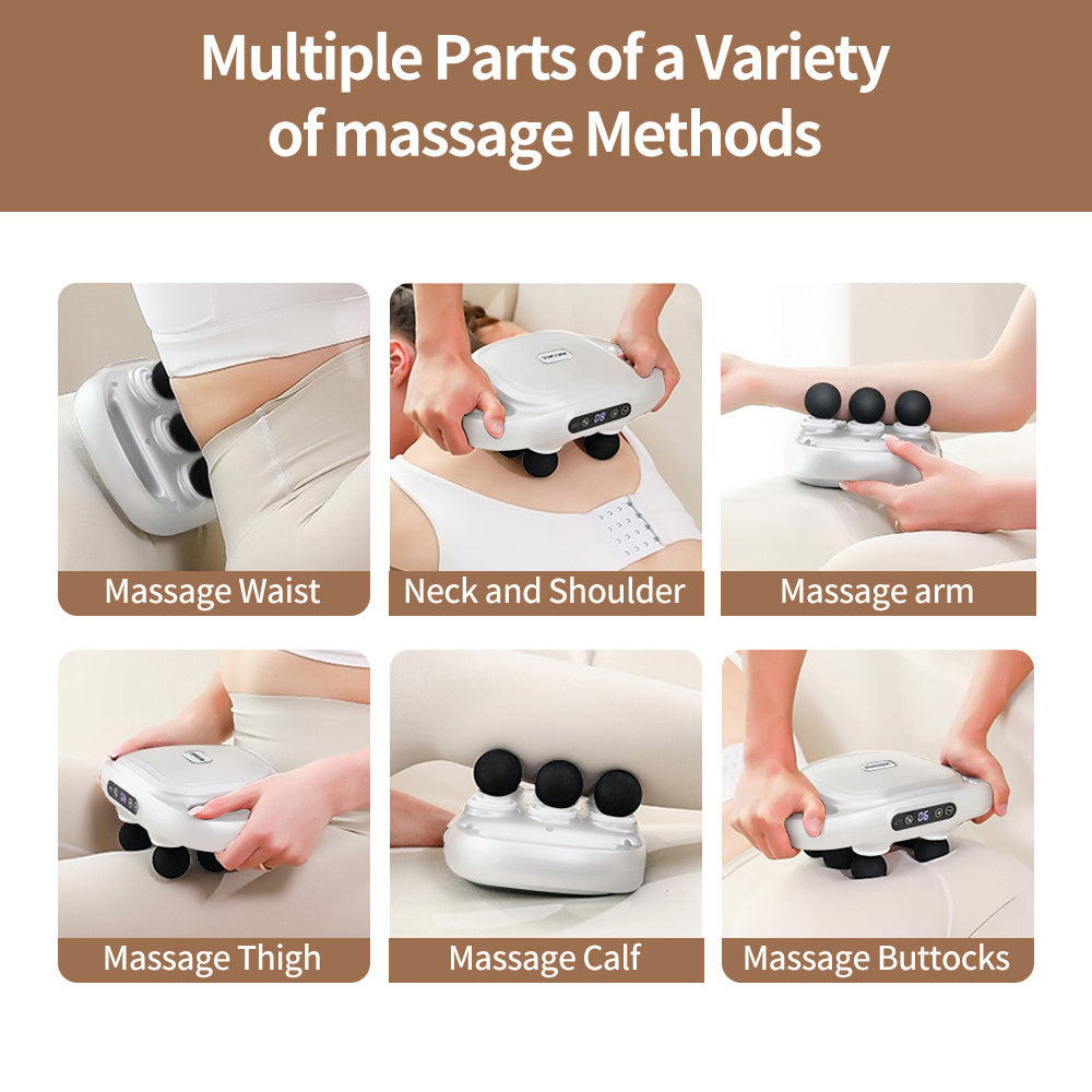 Handheld Deep Tissue Massagers Percussion Massage Gun 6-Head Back Massager For Muscle Relaxation In Back Leg Neck Shoulder And Body Gifts For Families And Friends