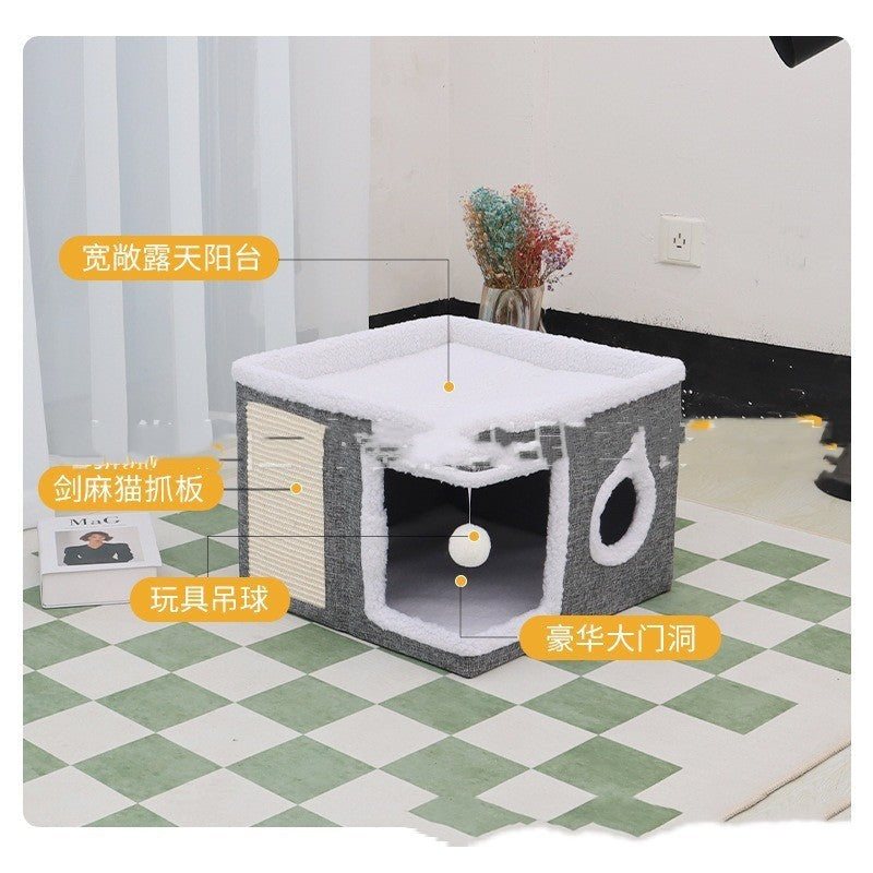 Pet Double-layer Cat Nest Villa