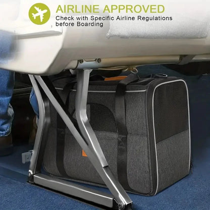 Foldable Cat Carrier Bag with Safety Zippers and Bonus Bowl - Perfect for Small Dogs, Puppies, and Medium Cats