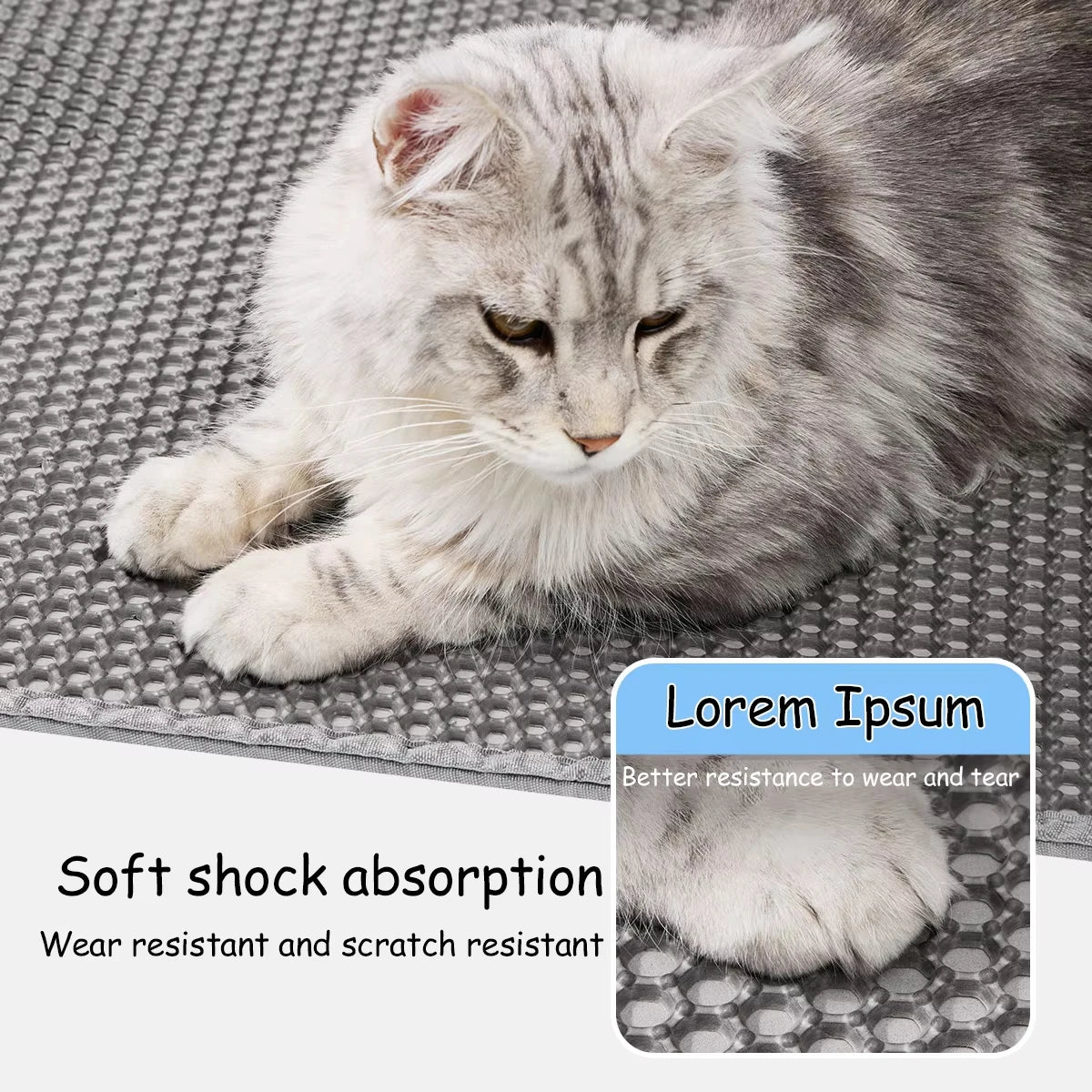 Large Cat Litter Mat Waterproof Double Layer Non-Slip Washable Pet Litter Box Mat Durable Sand Trapper Cat Scratcher