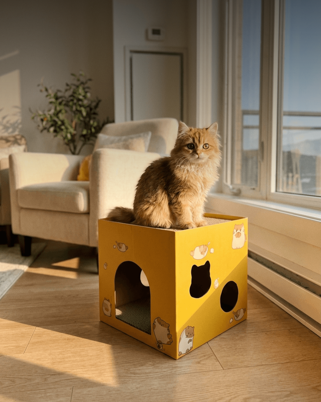 Cat Cardboard House with Scratch Pads