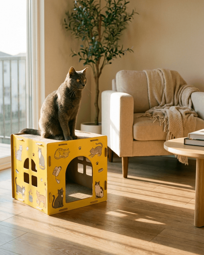 Cat Cardboard House with Scratch Pads
