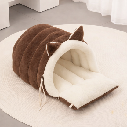 New for Cat Ear Cat Bed -Soft & Semi Winter-Enclosed Pet Nest with Non-Slip Bottom, Windproof & Warm Removable Washable