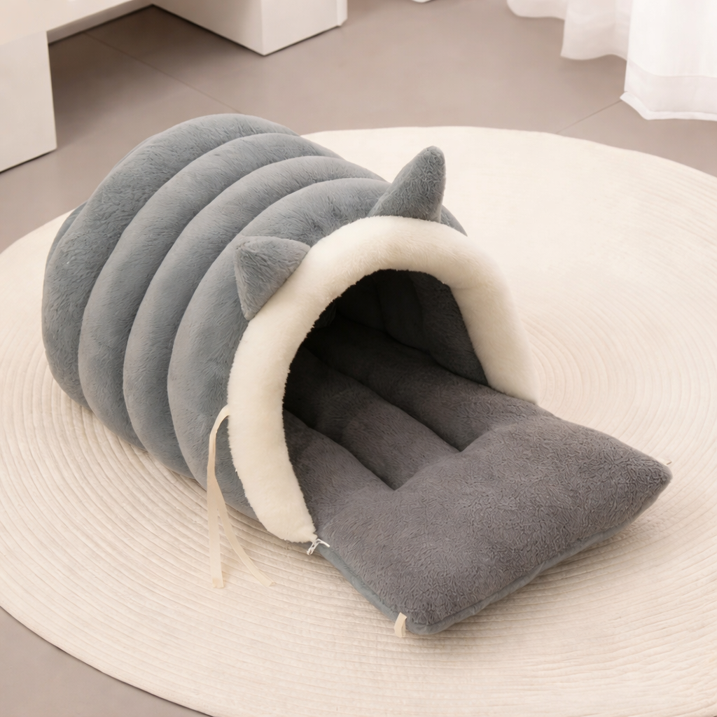 New for Cat Ear Cat Bed -Soft & Semi Winter-Enclosed Pet Nest with Non-Slip Bottom, Windproof & Warm Removable Washable