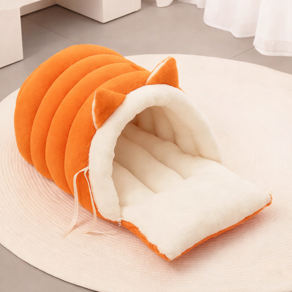 New for Cat Ear Cat Bed -Soft & Semi Winter-Enclosed Pet Nest with Non-Slip Bottom, Windproof & Warm Removable Washable