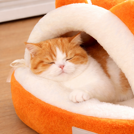 New for Cat Ear Cat Bed -Soft & Semi Winter-Enclosed Pet Nest with Non-Slip Bottom, Windproof & Warm Removable Washable