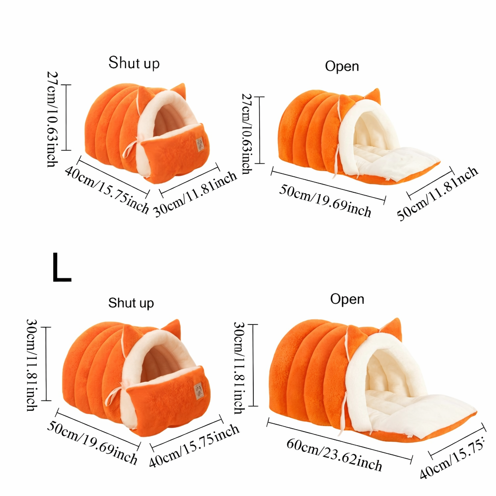 New for Cat Ear Cat Bed -Soft & Semi Winter-Enclosed Pet Nest with Non-Slip Bottom, Windproof & Warm Removable Washable