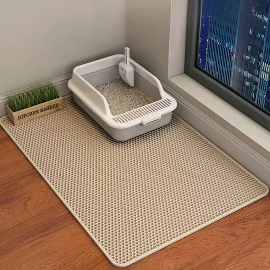 Large Cat Litter Mat Waterproof Double Layer Non-Slip Washable Pet Litter Box Mat Durable Sand Trapper Cat Scratcher