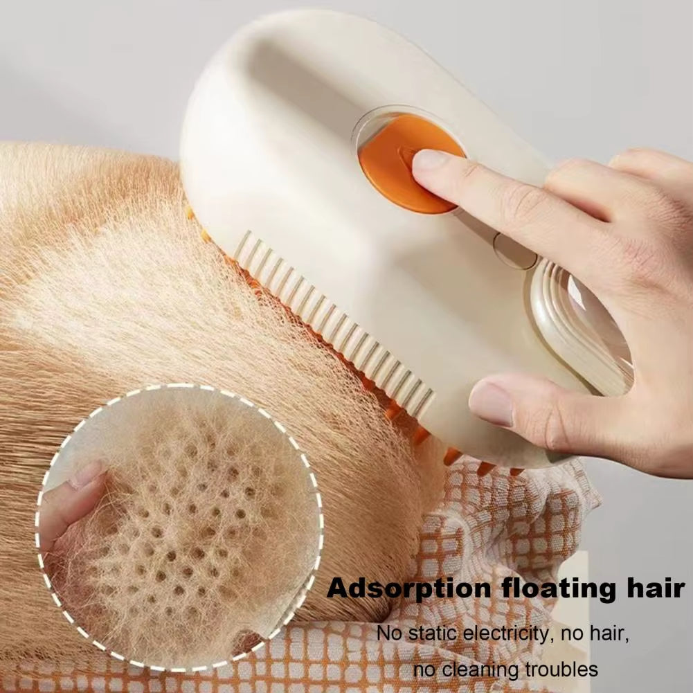 Pet Steam Brush for Shedding 4-In-1 Pet Spray Mist Brush with Handle Dog Spa Grooming Comb Steaming Hair Brush for Dogs Cats