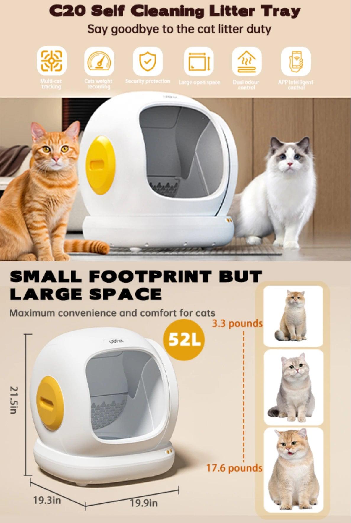 ZooMeZone Self-Cleaning Automatic Cat Litter Tray Box