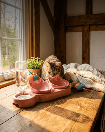 Double Bowl Pet Feeding Station