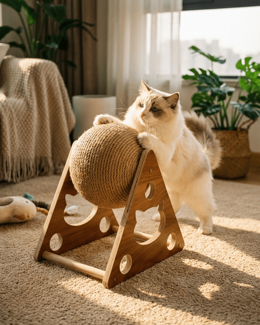 Solid Wood Cat Scratching Ball