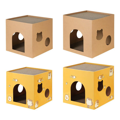 Cat Cardboard House with Scratch Pads