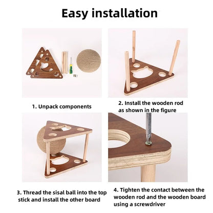 Solid Wood Cat Scratching Ball 
