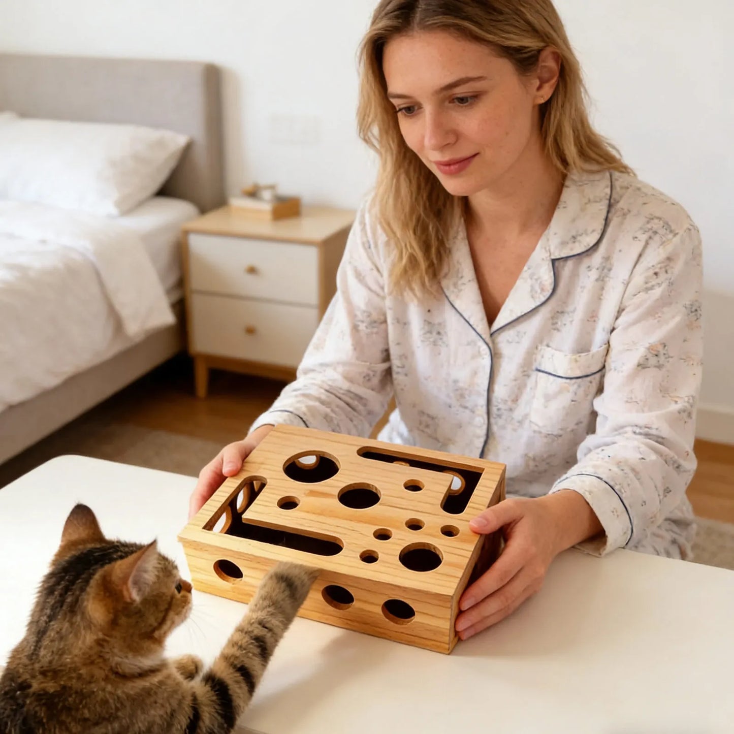 Cat Wooden Scratching and Treat Maze Toy