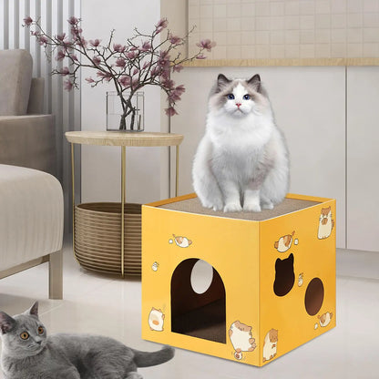 Cat Cardboard House with Scratch Pads