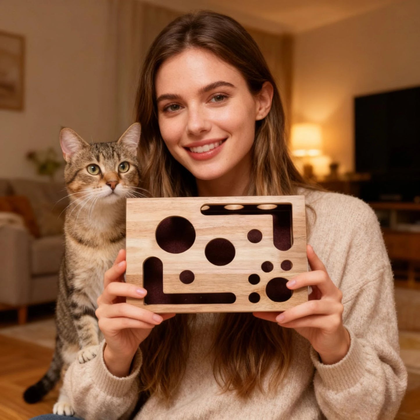 Cat Wooden Scratching and Treat Maze Toy