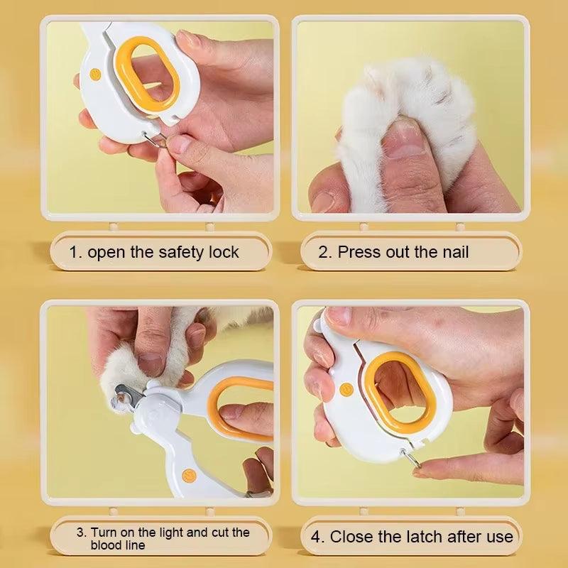 Pet Nail Clipper with LED Light Dogs Cat Grooming Scissor Nail Toe Paw Scissor