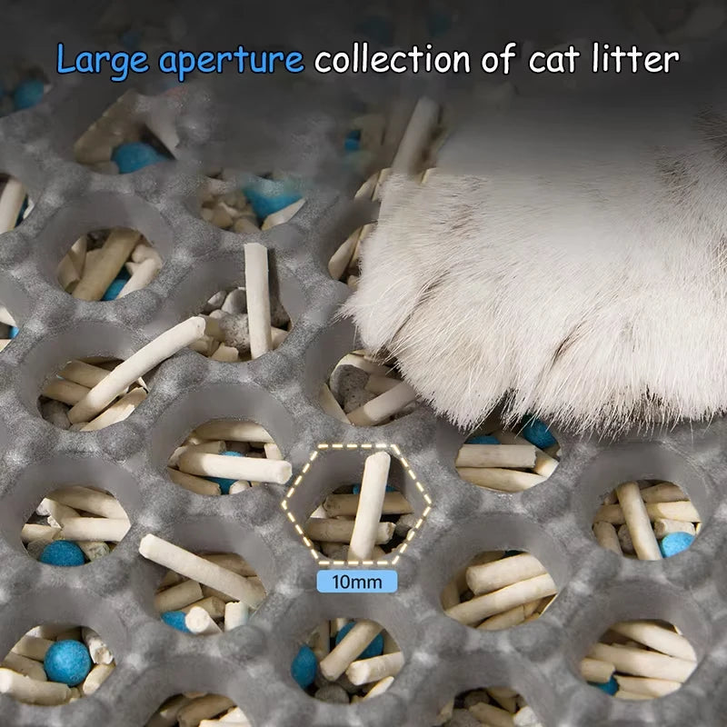 Large Cat Litter Mat Waterproof Double Layer Non-Slip Washable Pet Litter Box Mat Durable Sand Trapper Cat Scratcher