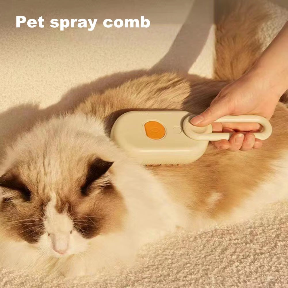 Pet Steam Brush for Shedding 4-In-1 Pet Spray Mist Brush with Handle Dog Spa Grooming Comb Steaming Hair Brush for Dogs Cats